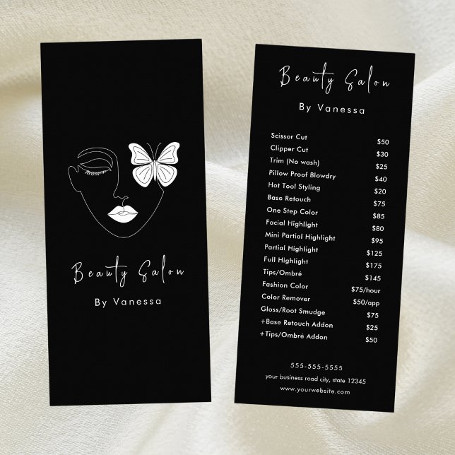 Professional Beauty Salon Price List Services Rack Card (Creator Uploaded)