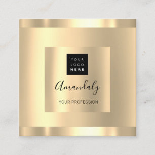 Professional Beauty Studio Hair Salon Gold Logo Square Business Card