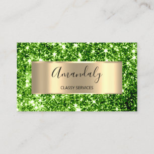 Professional Beauty StudioHairdresser Glitter Mint Business Card