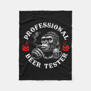 Professional Beer Tester Funny Drinking Monkey Quo Fleece Blanket