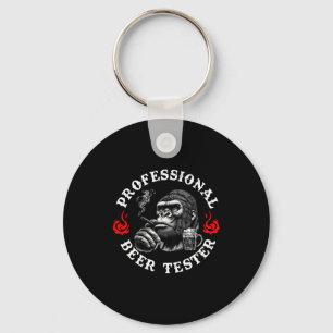 Professional Beer Tester Funny Drinking Monkey Quo Key Ring