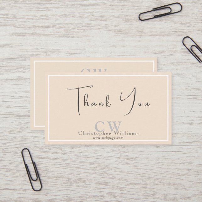 Professional Beige Minimalist Thank You Card (Front/Back In Situ)