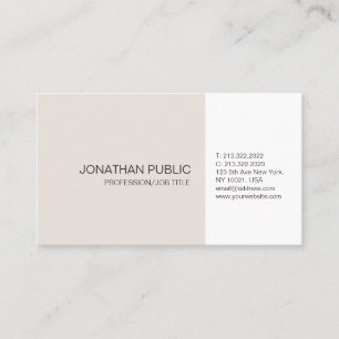 Professional Beige White Elegant Artistic Plain Business Card