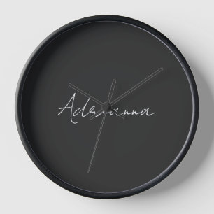 Professional black add your name handwriting retro clock