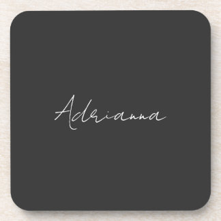 Professional black add your name handwriting retro coaster
