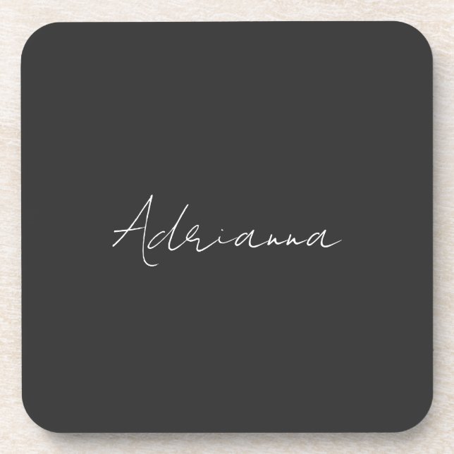 Professional black add your name handwriting retro coaster (Front)
