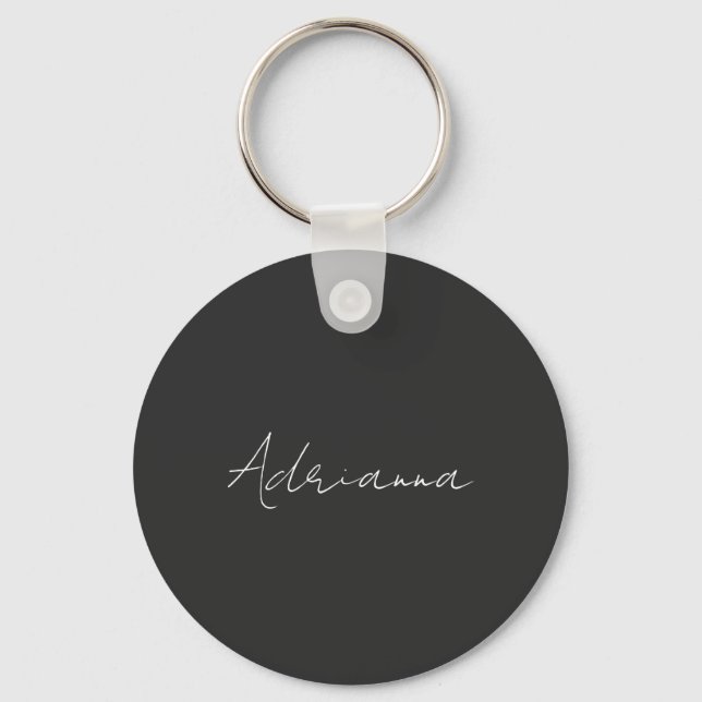 Professional black add your name handwriting retro key ring (Front)