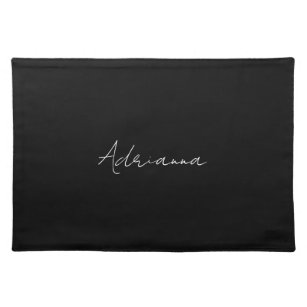 Professional black add your name handwriting retro placemat