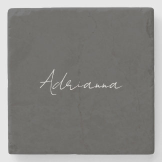 Professional black add your name handwriting retro stone coaster