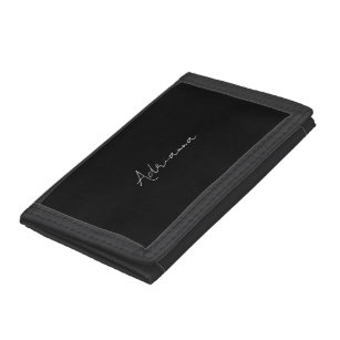 Professional black add your name handwriting retro trifold wallet