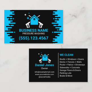 Professional Black and Blue Pressure Washing Business Card