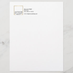 Professional Black and Faux Gold Square Logo Letterhead