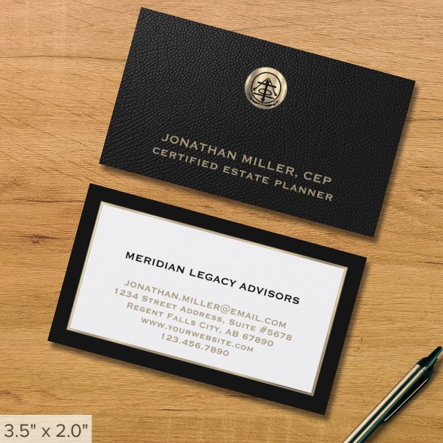 Professional Black and Gold Logo Emblem Business Card (Creator Uploaded)