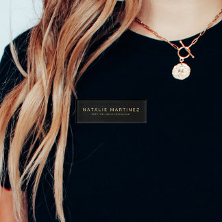 Professional Black And Gold Magnetic Employee Name Tag