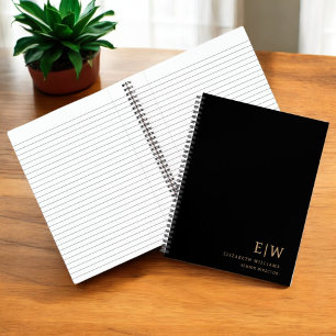 Professional Black and Gold Monogram Initial Notebook