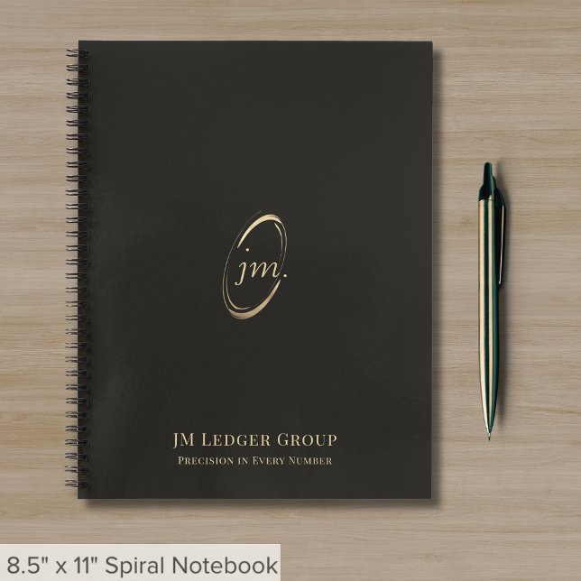 Professional Black and Gold Monogram Initials Logo Notebook (Creator Uploaded)