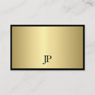 Professional Black And Gold Monogrammed Plain Glam Business Card