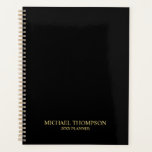 Professional Black and Gold Planner<br><div class="desc">Professional planner features custom name and text in gold classic serif font style on black background.

Please note: The foil details are simulated in the artwork. No actual foil will be used in the making of this product.</div>