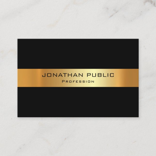 Professional Black And Gold Template Modern Business Card (Front)