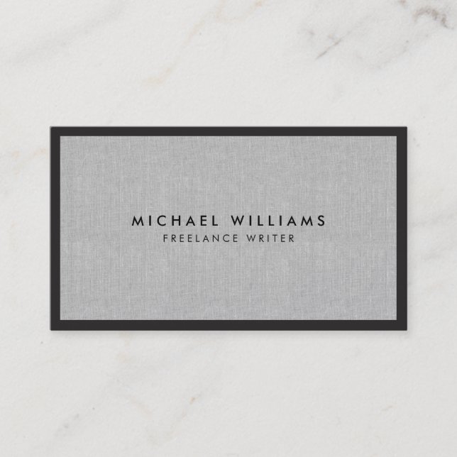 Professional Black and Grey Linen Business Card (Front)