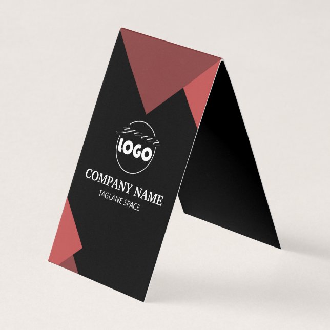 professional black and red Folded Business Card (Front)