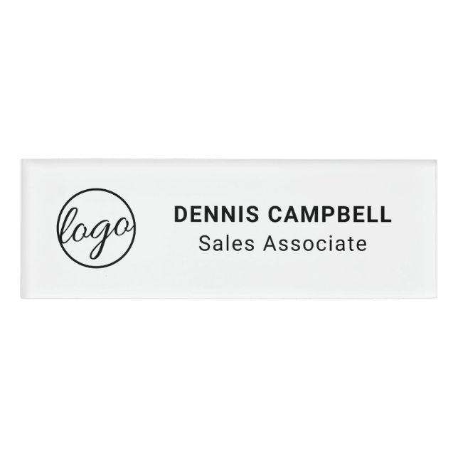 Professional Black and White Business Logo Name Tag (Front)