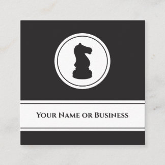 Professional Black and White Chess Piece Knight Square Business Card