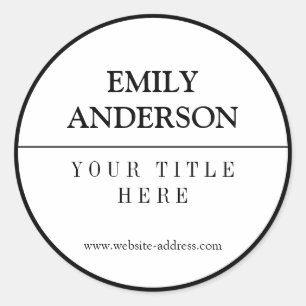 Professional Black and White  Classic Round Sticker