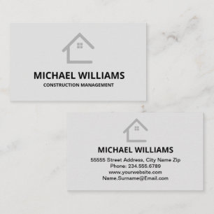 Professional Black and White General Construction  Business Card
