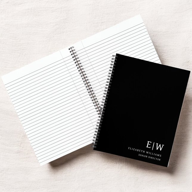 Professional Black and White Monogram Initial Notebook (Creator Uploaded)
