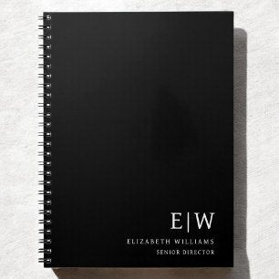 Professional Black and White Monogram Initial Notebook