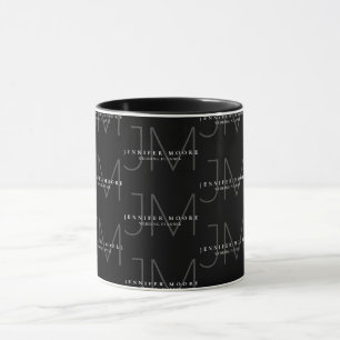 Professional Black and White Monogram Pattern Mug