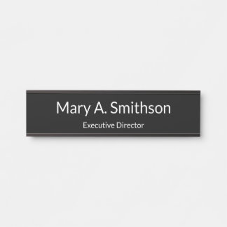 Professional Black and White Name Job Title Office Door Sign
