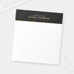 Professional Black and White Notepad<br><div class="desc">Professional Notepad features custom name and text in gold classic serif font style,  on black with gold stripe upper border,  on white background.

Please note: The foil details are simulated in the artwork. No actual foil will be used in the making of this product.</div>