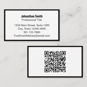 Professional Black and White QR Code Template Appointment Card