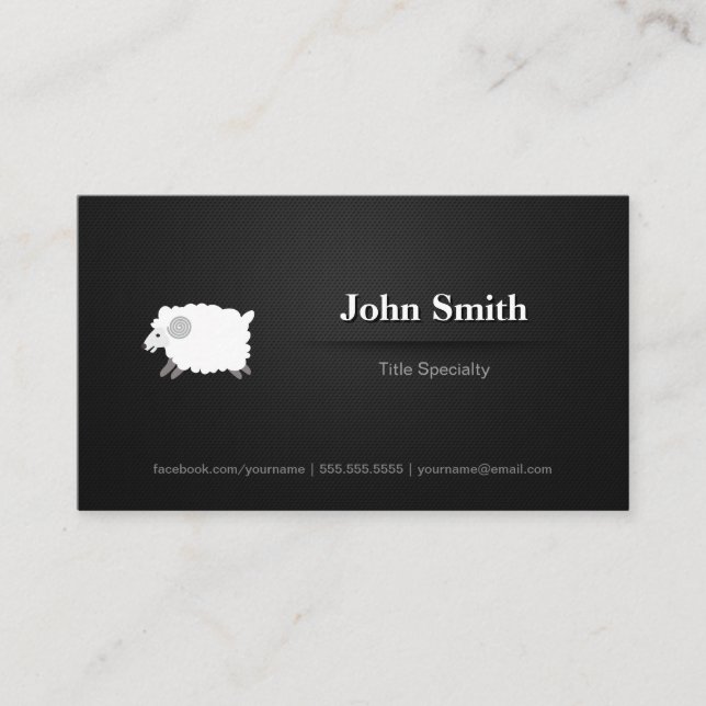 Professional Black and White Sheep Symbol Icon Business Card (Front)