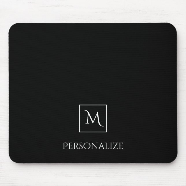 Professional Black and White Simple Name Monogram Mouse Mat (Front)