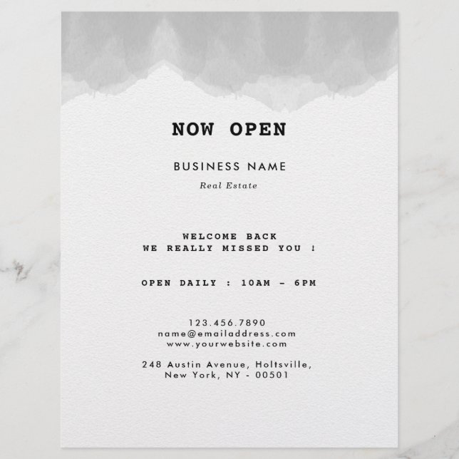 Professional Black and White Watercolor Flyer (Front)