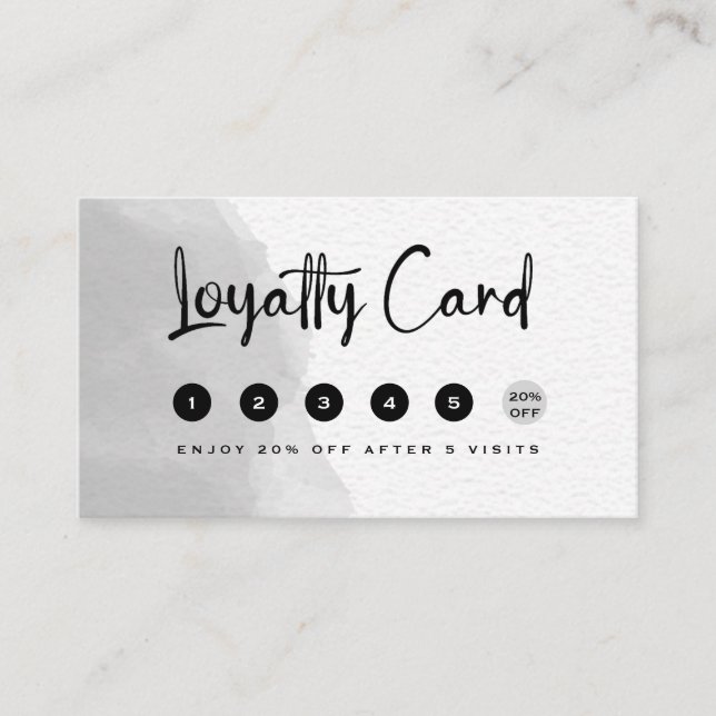 Professional Black and White Watercolor Loyalty Ca (Front)