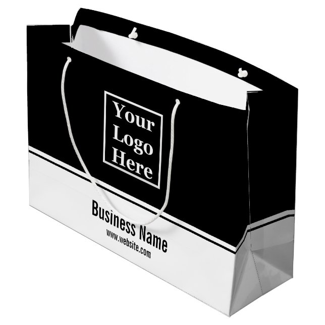 Professional Black and White Your Logo Here Large Gift Bag (Back Angled)