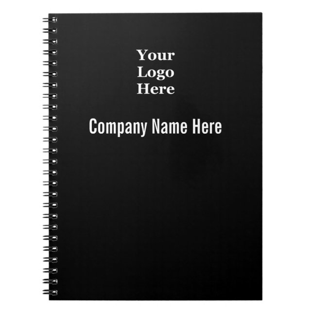 Professional Black and White Your Logo Here Notebook (Front)