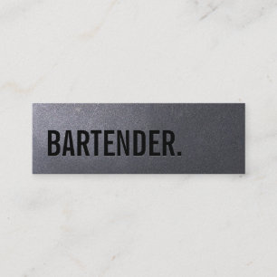 Professional Black Bartender Minimalist Mini Business Card