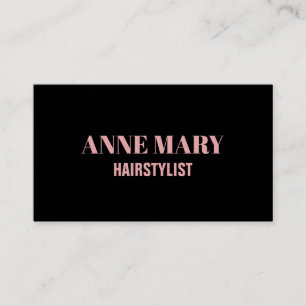 Professional Black Blush Pink Hair Stylist Modern Business Card