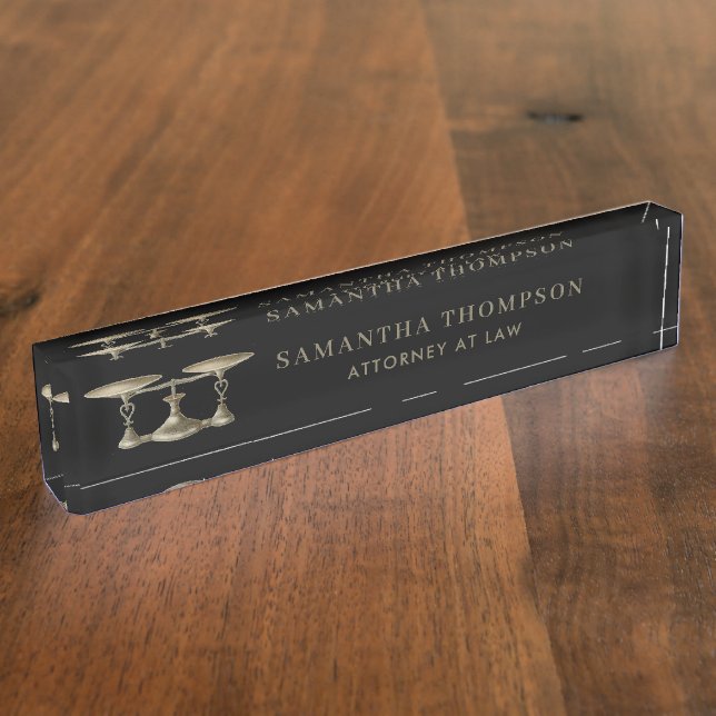 Professional Black & Bronze Law Attorney Scale  Nameplate (Side)