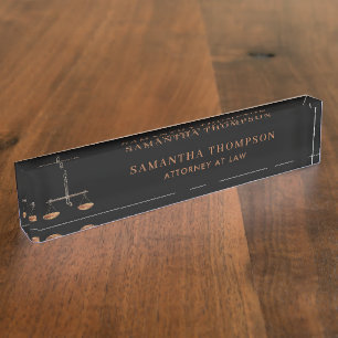 Professional Black & Brown Law Attorney Scale Nameplate