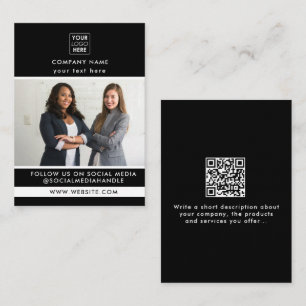 Professional Black Business Promotional Photo  Business Card