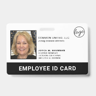 Professional Black Company Logo Employee Photo ID Badge