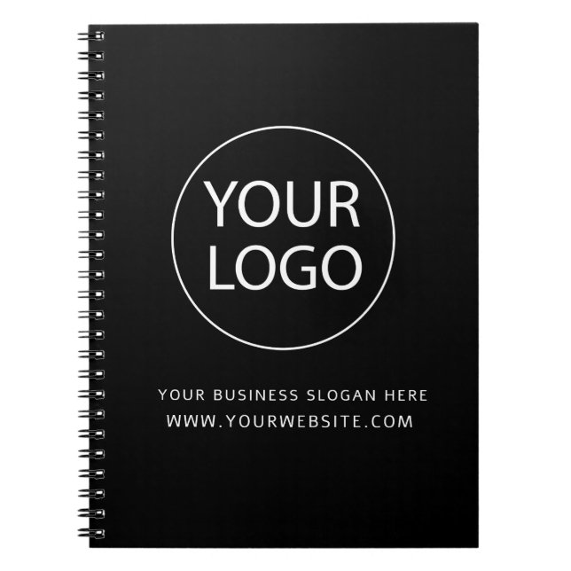 Professional Black Custom Company Logo Business  Notebook (Front)