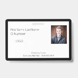 Professional Black Employee ID Badge with Barcode