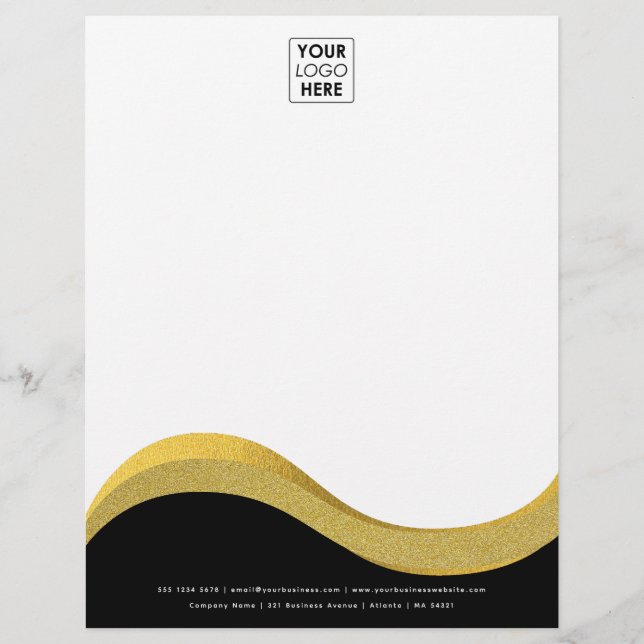 Professional Black Gold Business Logo Letterhead (Front)